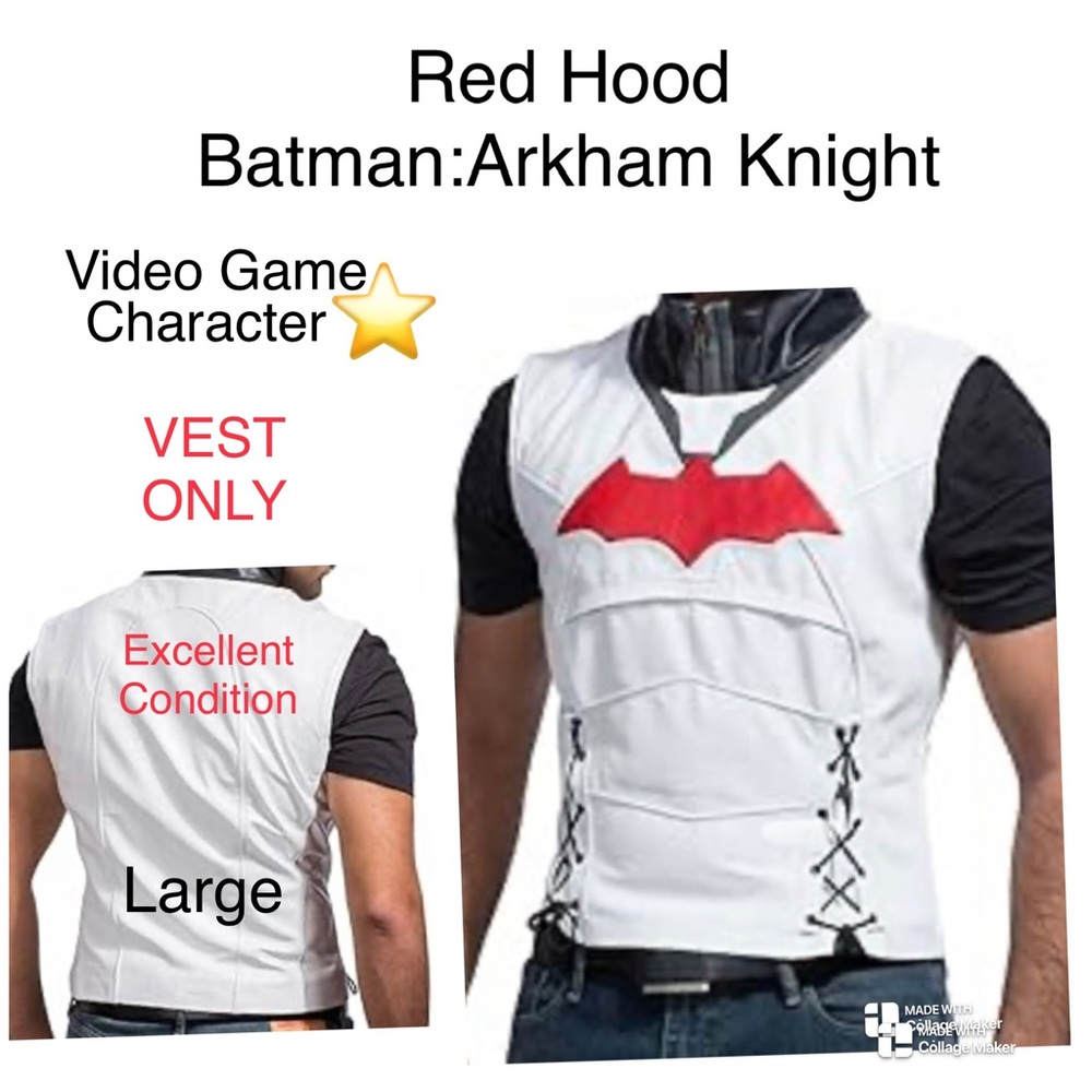 ⭐️ RED HOOD -Batman Ackham Knight - Vest, size Large RARE faux leather